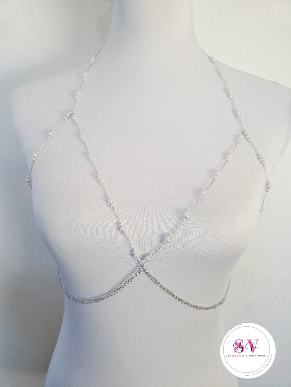 Pearl & Silver Body Chain Jewelry
